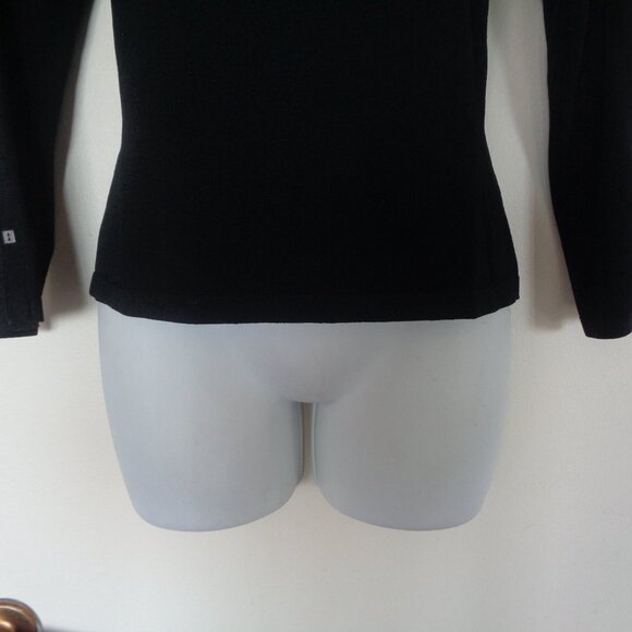 Vintage Talbots Black Rayon Knit Crew Neck Top PM Petite Medium - Picture 5 of 6